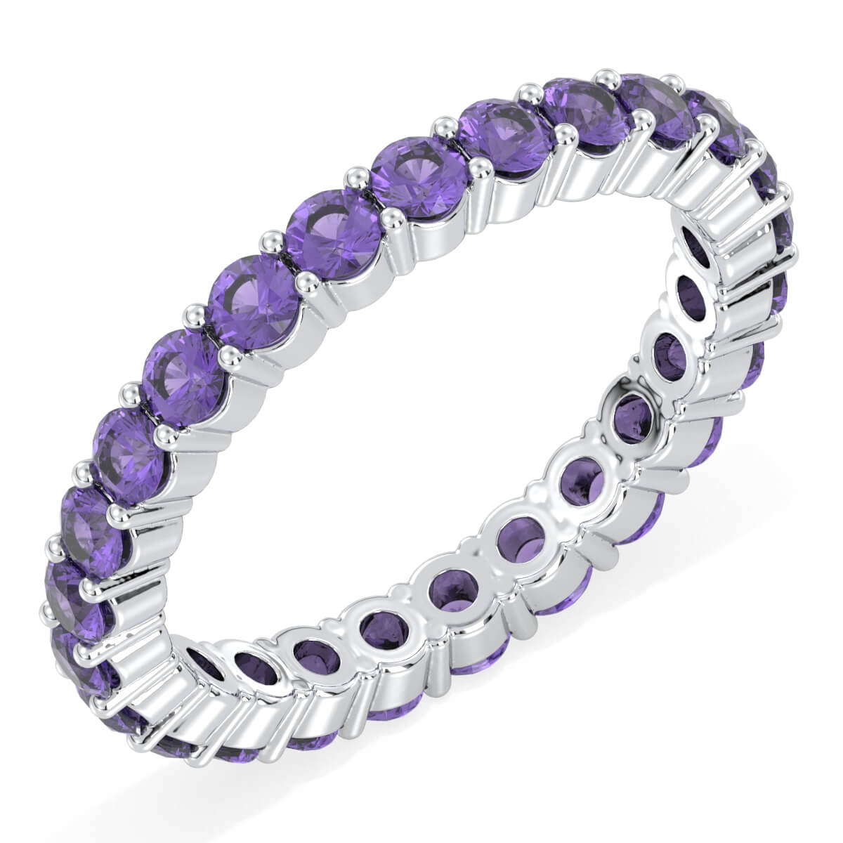 Chic Stackable Band Ring: Effortless Elegance With Amethyst-White