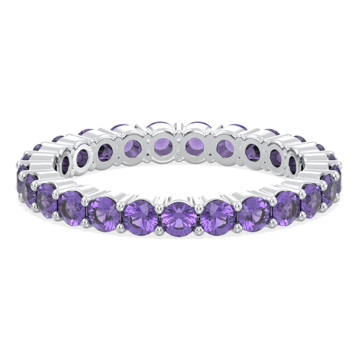 Chic Stackable Band Ring: Effortless Elegance With Amethyst-White