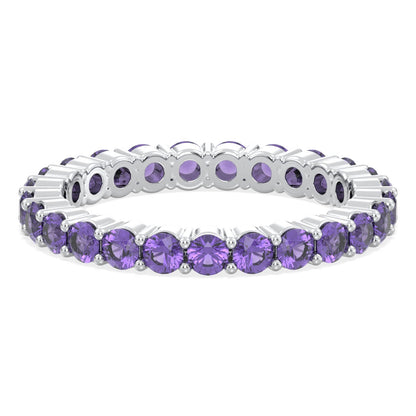 Chic Stackable Band Ring: Effortless Elegance With Amethyst-White