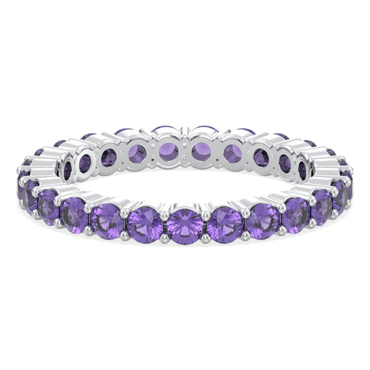 Chic Stackable Band Ring: Effortless Elegance With Amethyst-White