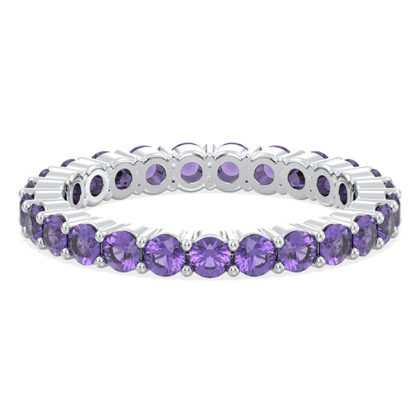 Chic Stackable Band Ring: Effortless Elegance With Amethyst-White