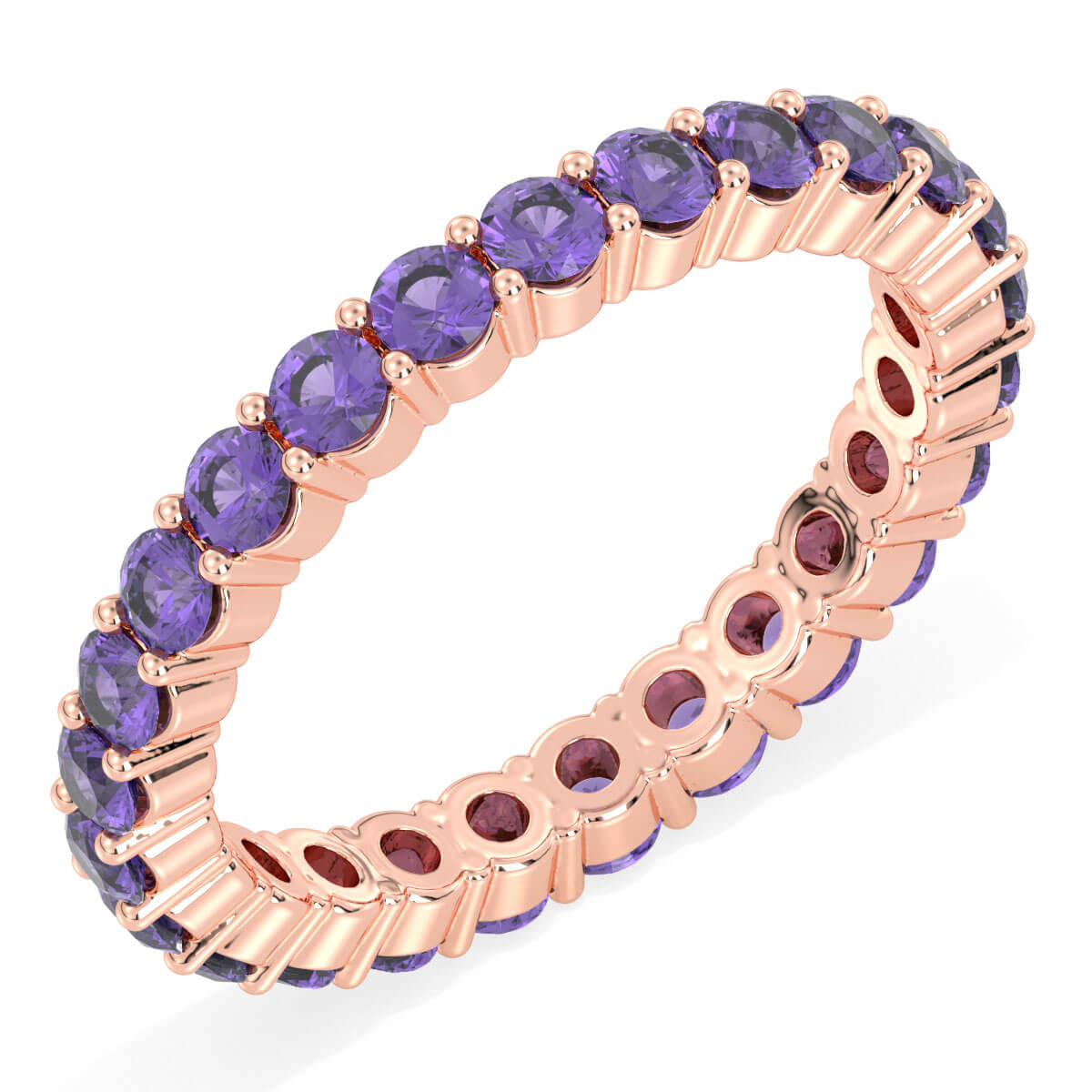 Chic Stackable Band Ring: Effortless Elegance With Amethyst-Rose