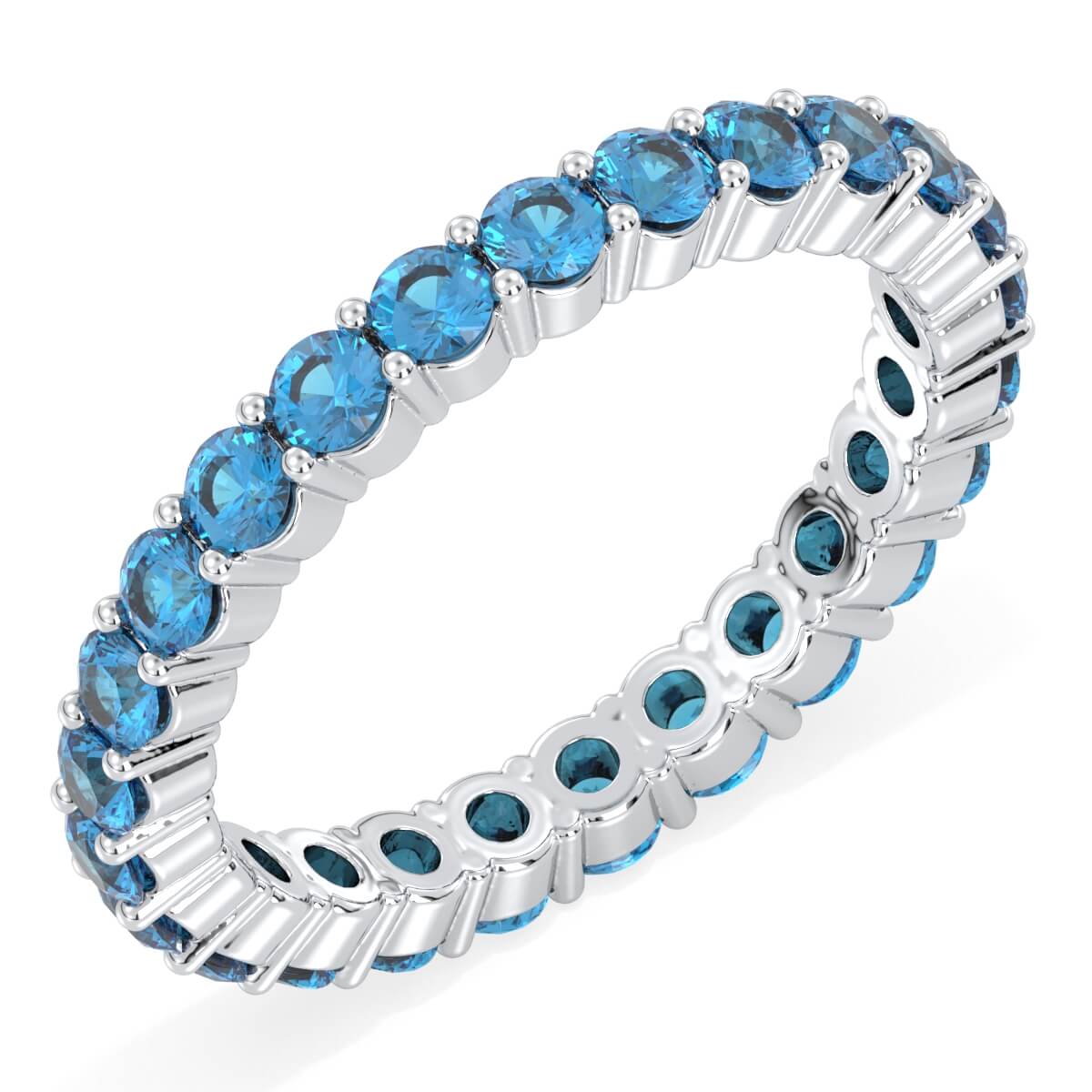 Chic Stackable Band Ring: Effortless Elegance With Swiss Blue Topaz-White