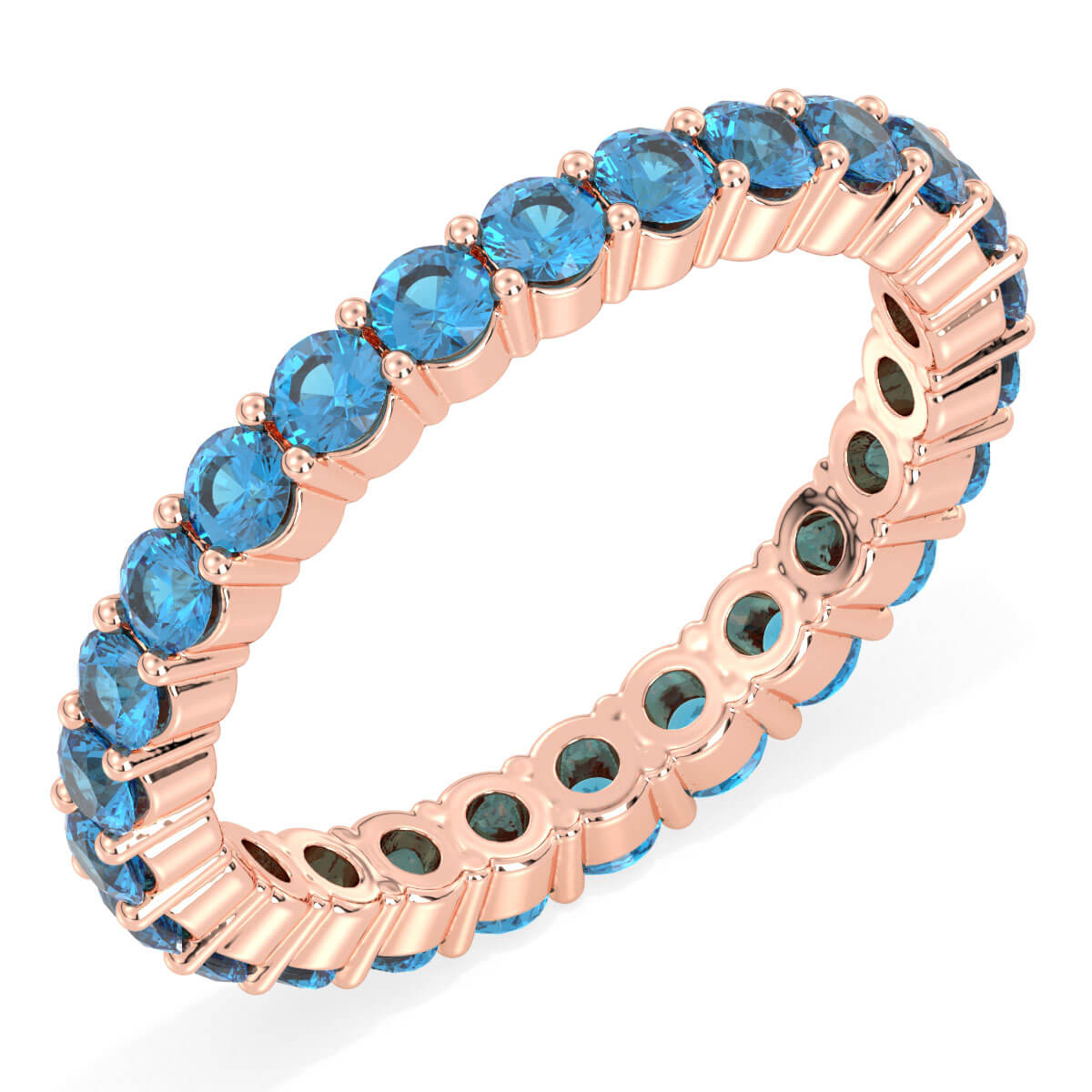 Chic Stackable Band Ring: Effortless Elegance With Swiss Blue Topaz-Rose