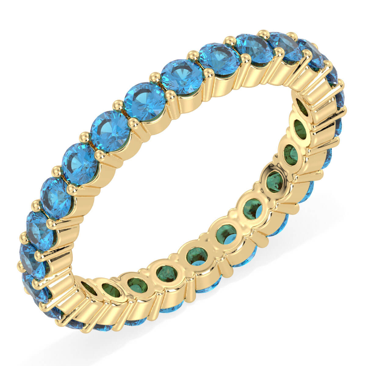 Chic Stackable Band Ring: Effortless Elegance With Swiss Blue Topaz-Yellow