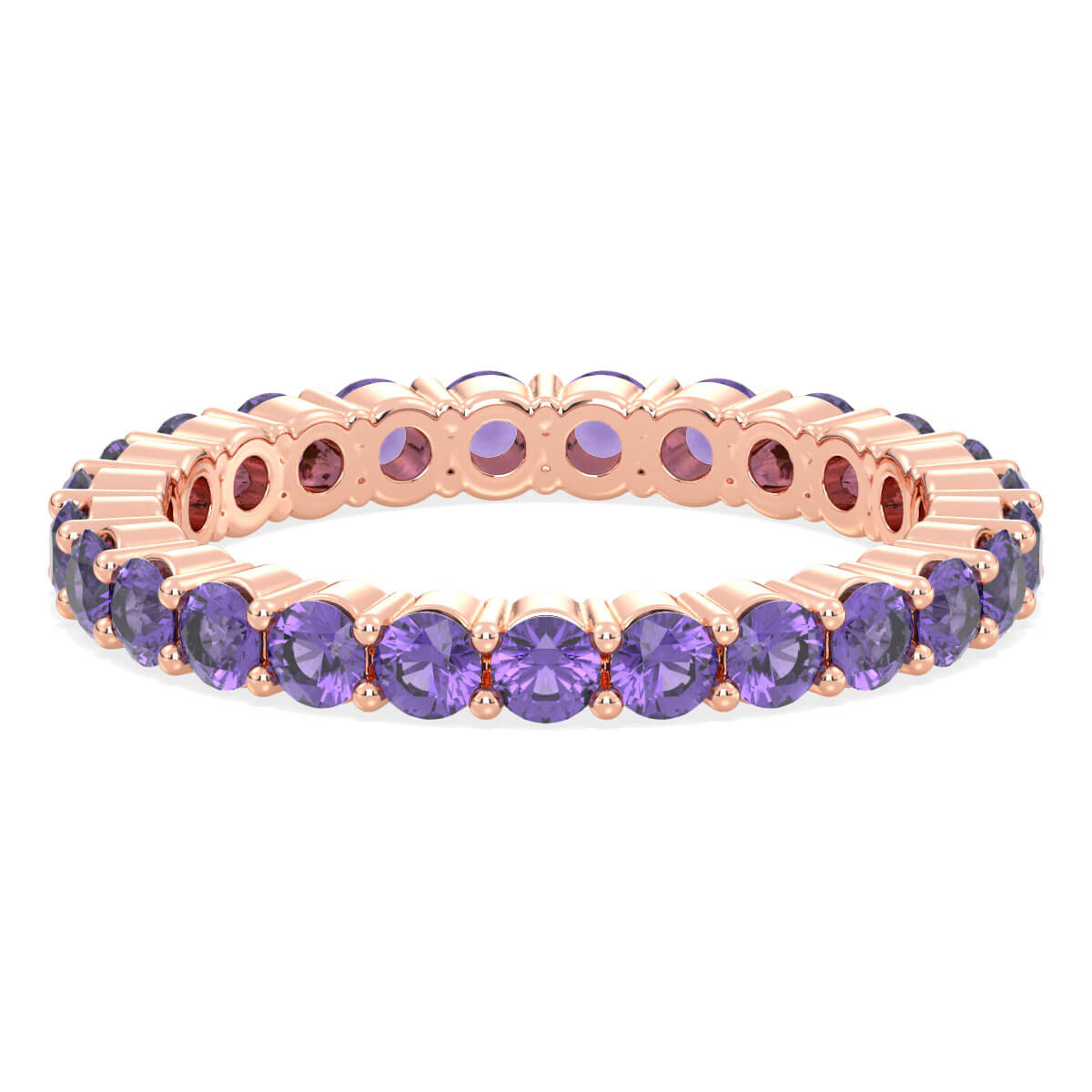 Chic Stackable Band Ring: Effortless Elegance With Amethyst-Rose