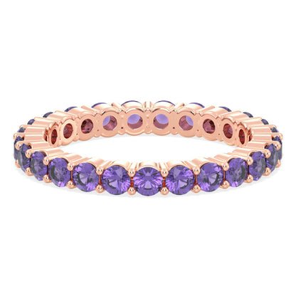 Chic Stackable Band Ring: Effortless Elegance With Amethyst-Rose