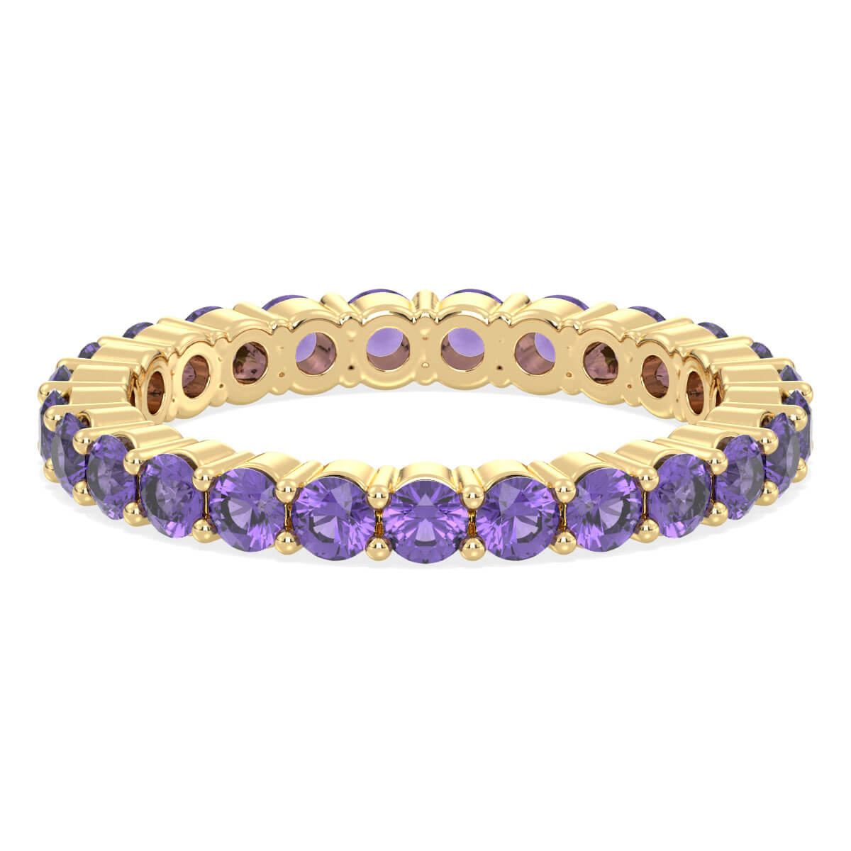 Chic Stackable Band Ring: Effortless Elegance With Amethyst-Yellow