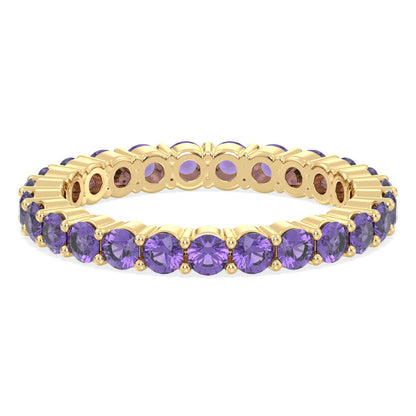 Chic Stackable Band Ring: Effortless Elegance With Amethyst-Yellow