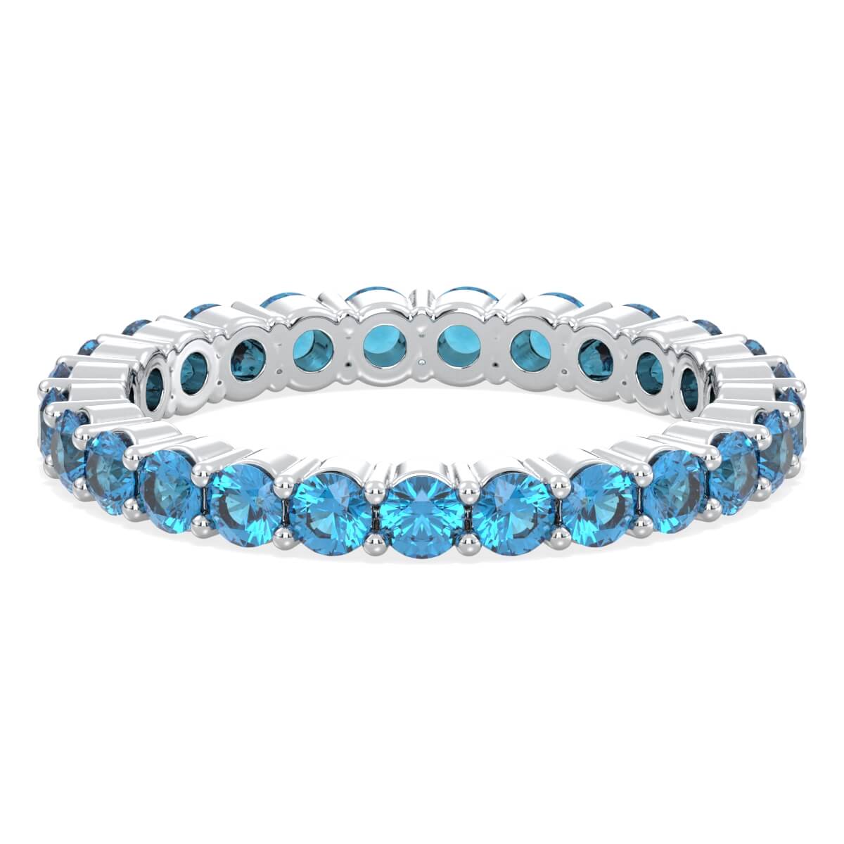 Chic Stackable Band Ring: Effortless Elegance With Swiss Blue Topaz-White