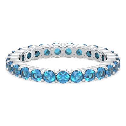 Chic Stackable Band Ring: Effortless Elegance With Swiss Blue Topaz-White