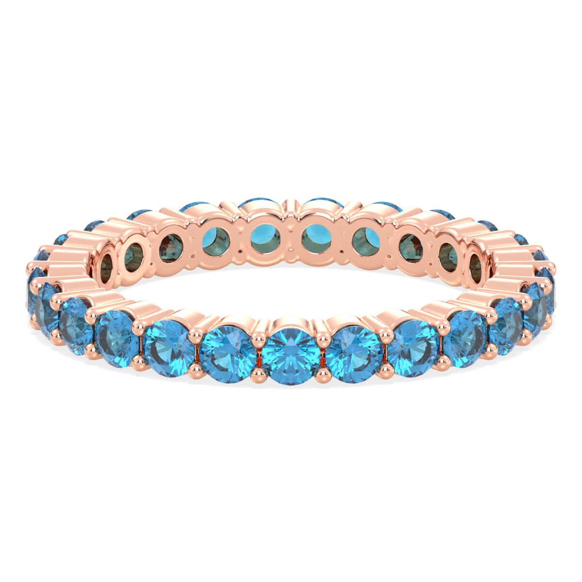 Chic Stackable Band Ring: Effortless Elegance With Swiss Blue Topaz-Rose