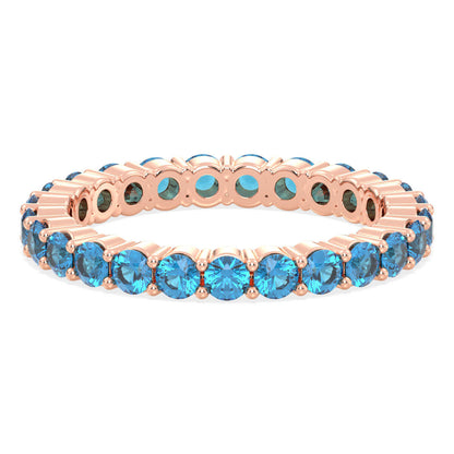 Chic Stackable Band Ring: Effortless Elegance With Swiss Blue Topaz-Rose