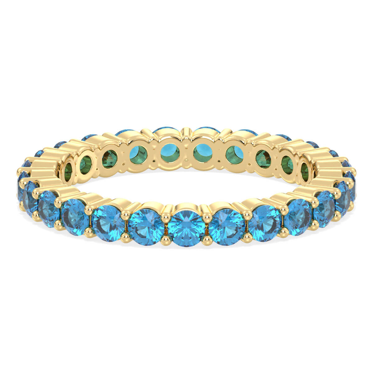 Chic Stackable Band Ring: Effortless Elegance With Swiss Blue Topaz-Yellow