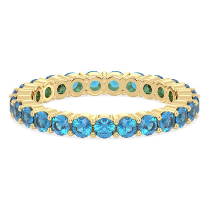 Chic Stackable Band Ring: Effortless Elegance With Swiss Blue Topaz-Yellow