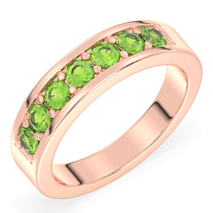 Round-Cut Stones Stackable Band Ring With Peridot-Rose