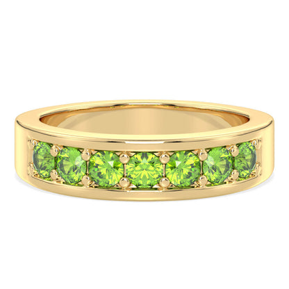 Round-Cut Stones Stackable Band Ring With Peridot-Yellow