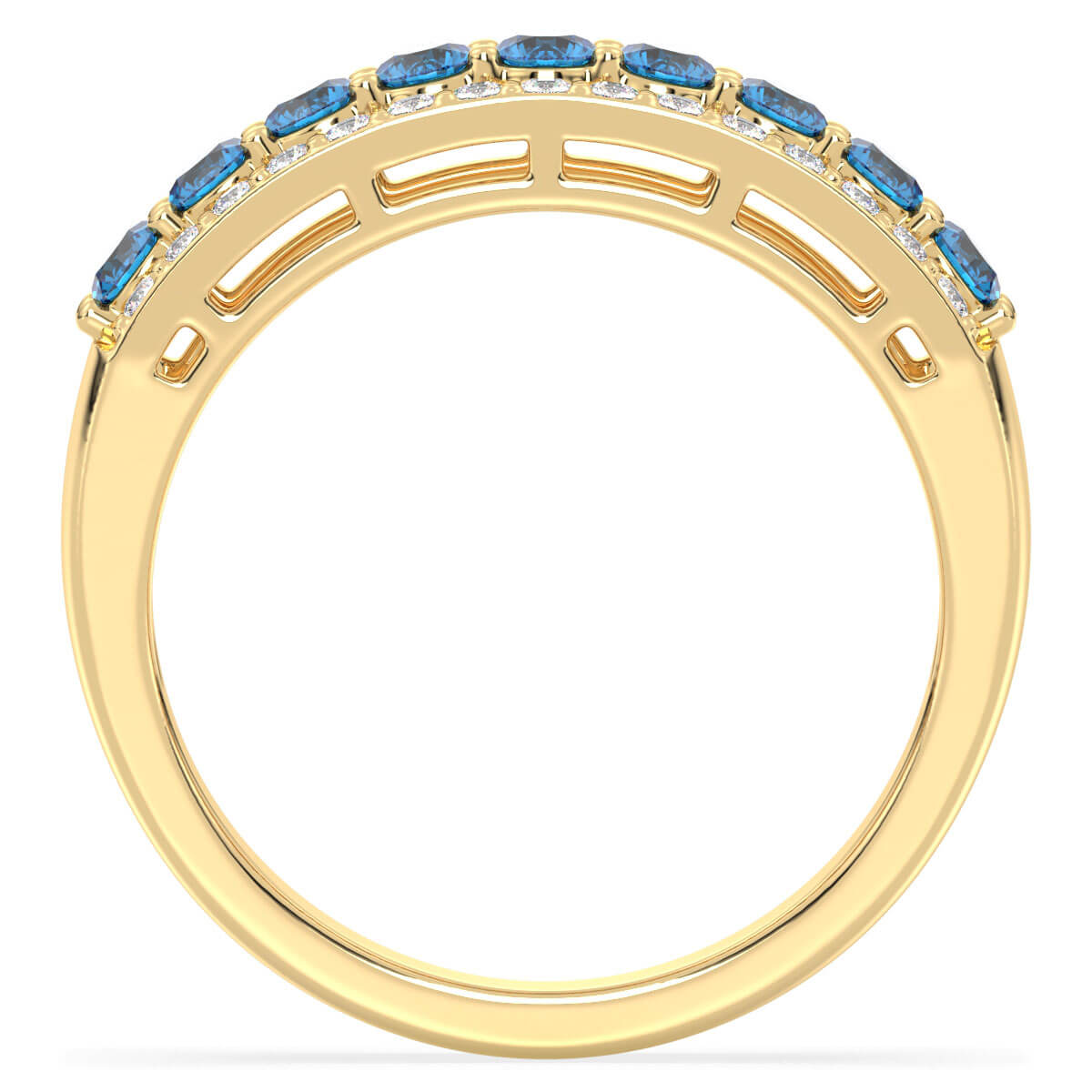 Vintage Inspired Sparkling Radiance Ring With Swiss Blue topaz - Yellow