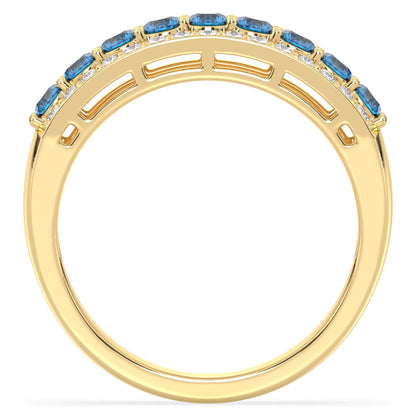 Vintage Inspired Sparkling Radiance Ring With Swiss Blue topaz - Yellow