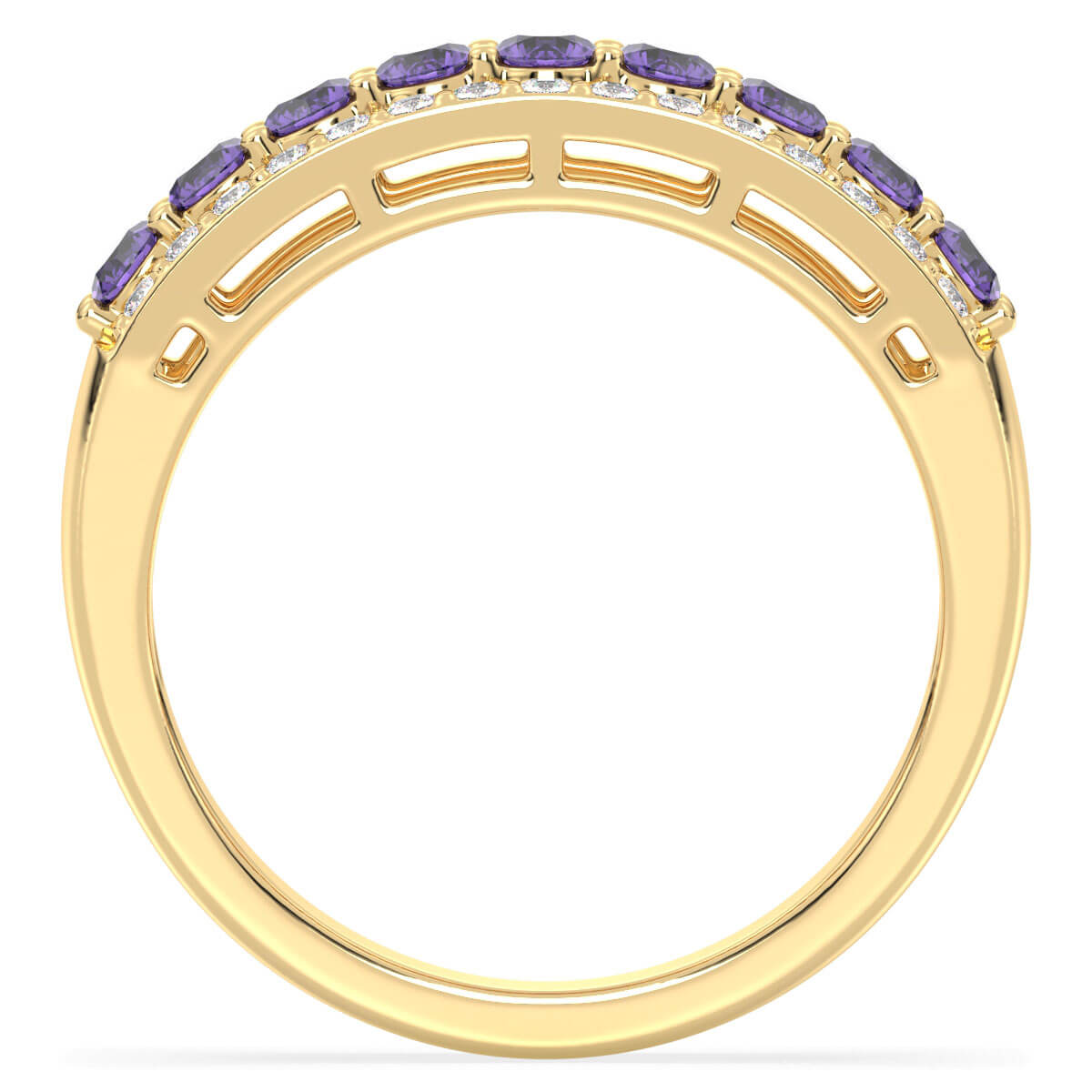 Vintage Inspired Sparkling Radiance Ring With Amethyst - Yellow