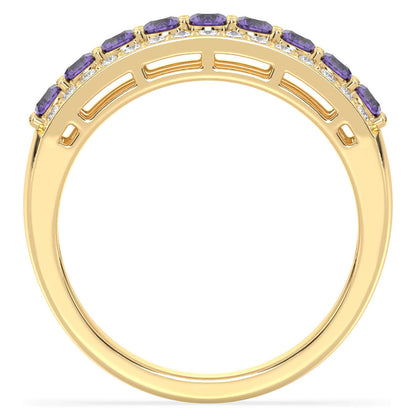 Vintage Inspired Sparkling Radiance Ring With Amethyst - Yellow