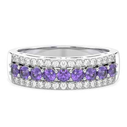 Vintage Inspired Sparkling Radiance Ring With Amethyst - White