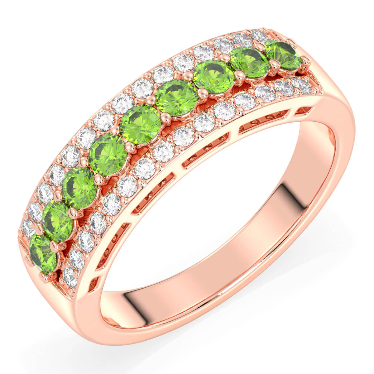 Vintage Inspired Sparkling Radiance Ring With Peridot - Rose