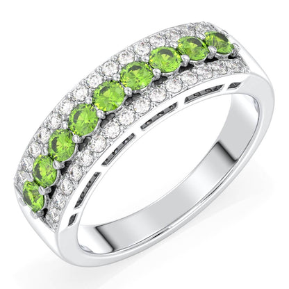 Vintage Inspired Sparkling Radiance Ring With Peridot - White