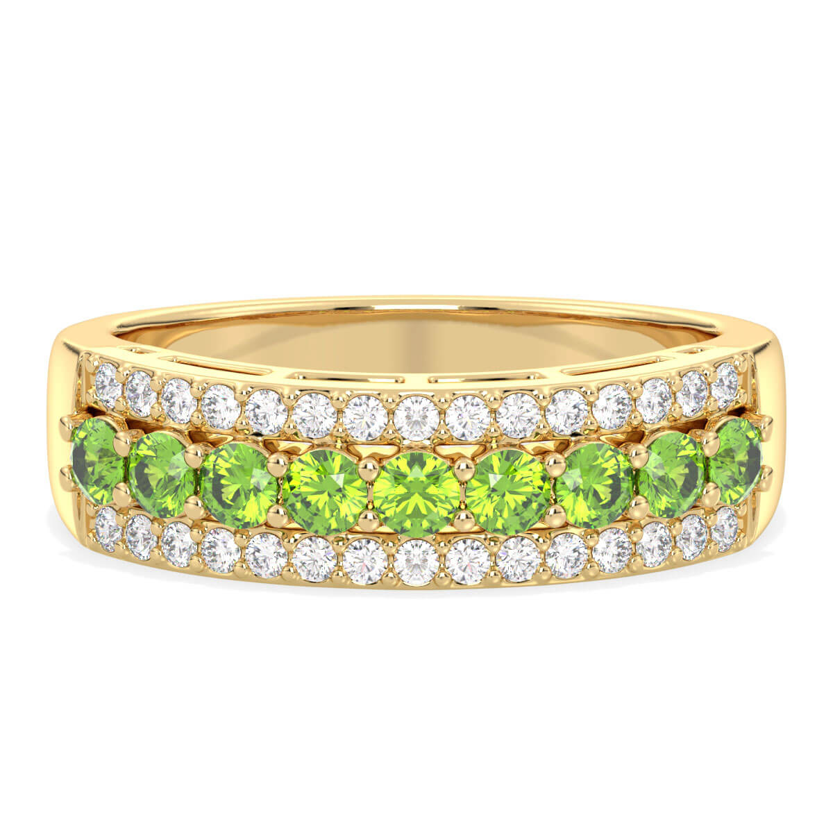 Vintage Inspired Sparkling Radiance Ring With Peridot - Yellow