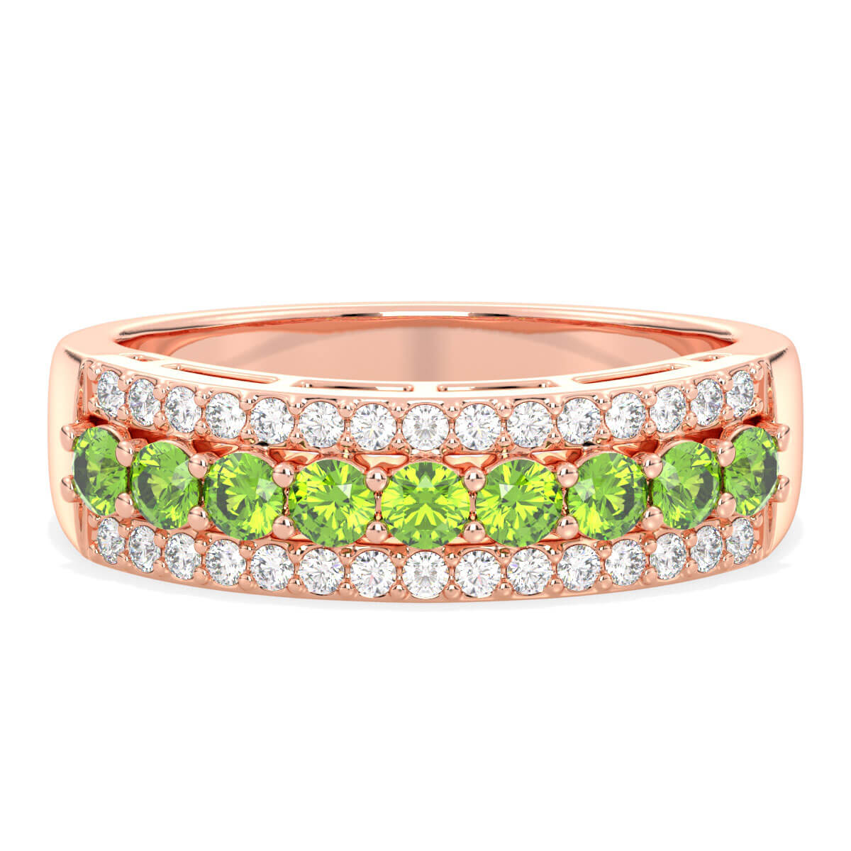 Vintage Inspired Sparkling Radiance Ring With Peridot - Rose