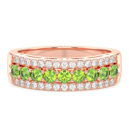 Vintage Inspired Sparkling Radiance Ring With Peridot - Rose