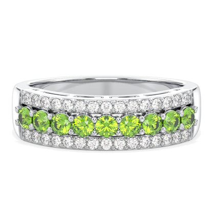 Vintage Inspired Sparkling Radiance Ring With Peridot - White