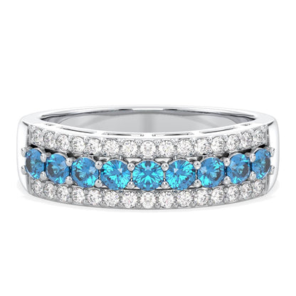 Vintage Inspired Sparkling Radiance Ring With Swiss Blue topaz - White