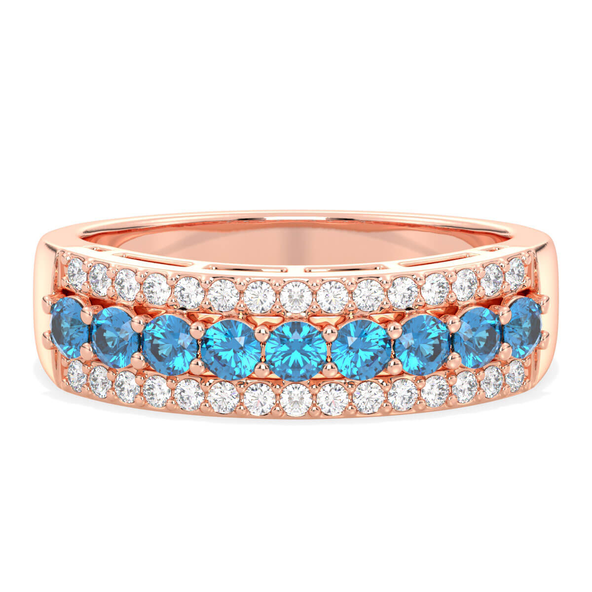 Vintage Inspired Sparkling Radiance Ring With Swiss Blue topaz - Rose