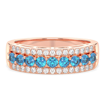 Vintage Inspired Sparkling Radiance Ring With Swiss Blue topaz - Rose