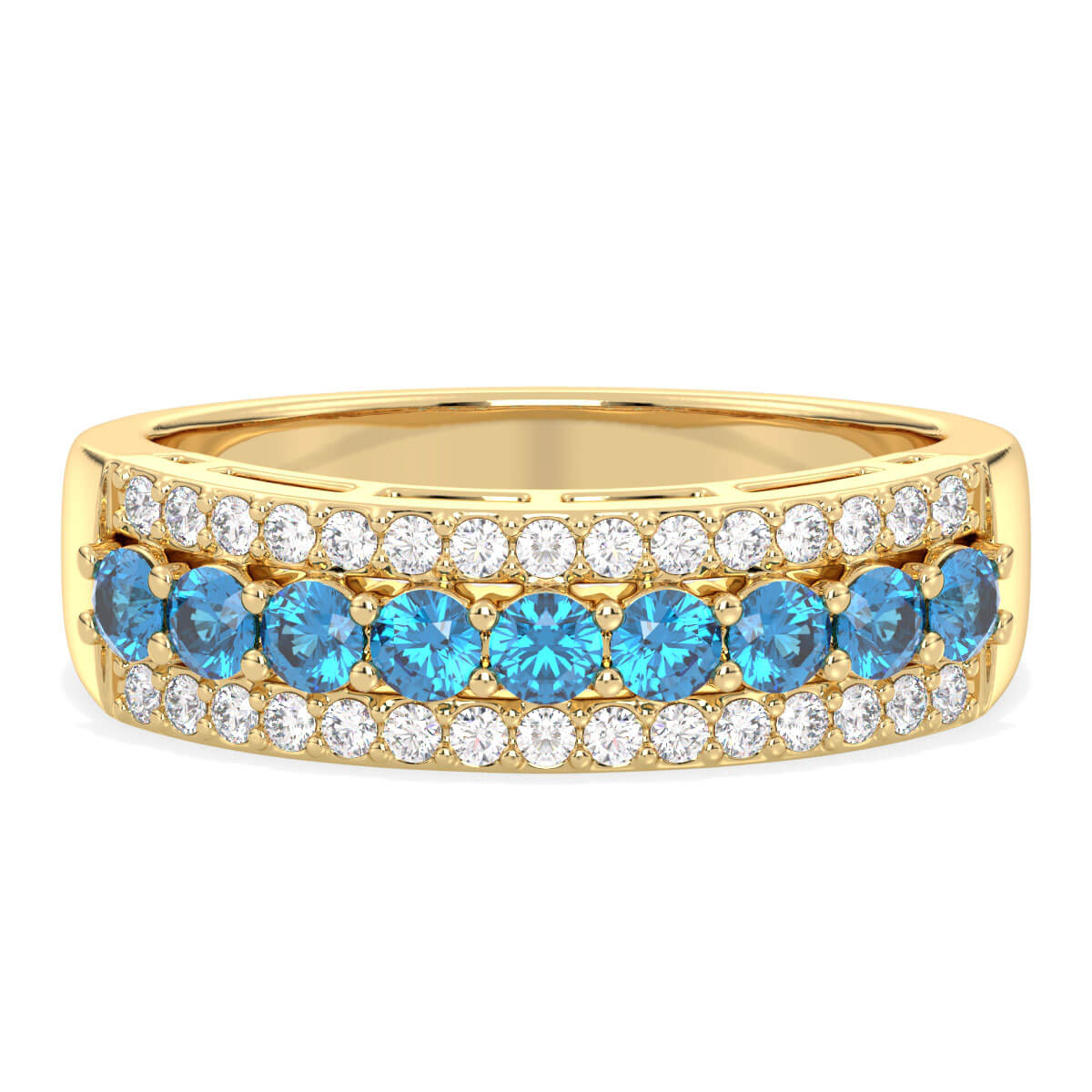 Vintage Inspired Sparkling Radiance Ring With Swiss Blue topaz - Yellow