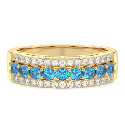 Vintage Inspired Sparkling Radiance Ring With Swiss Blue topaz - Yellow