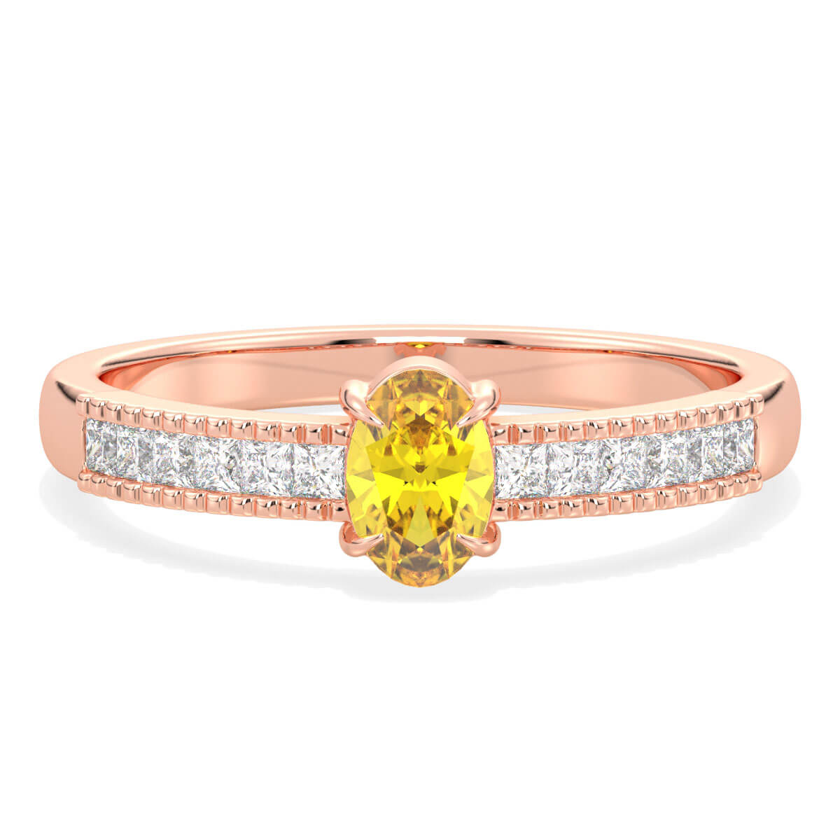 Classic Oval Moissanite Ring With Citrine -Rose