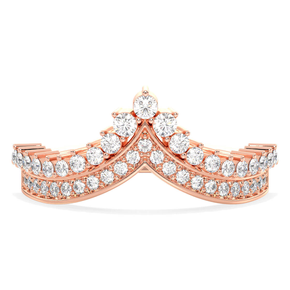 Moissanite Princess Tiara Ring-Rose