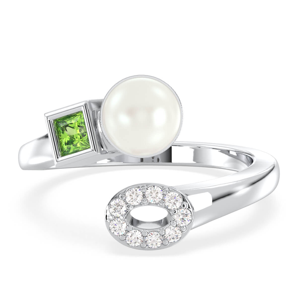 Bypass Princess Peridot Ring-White