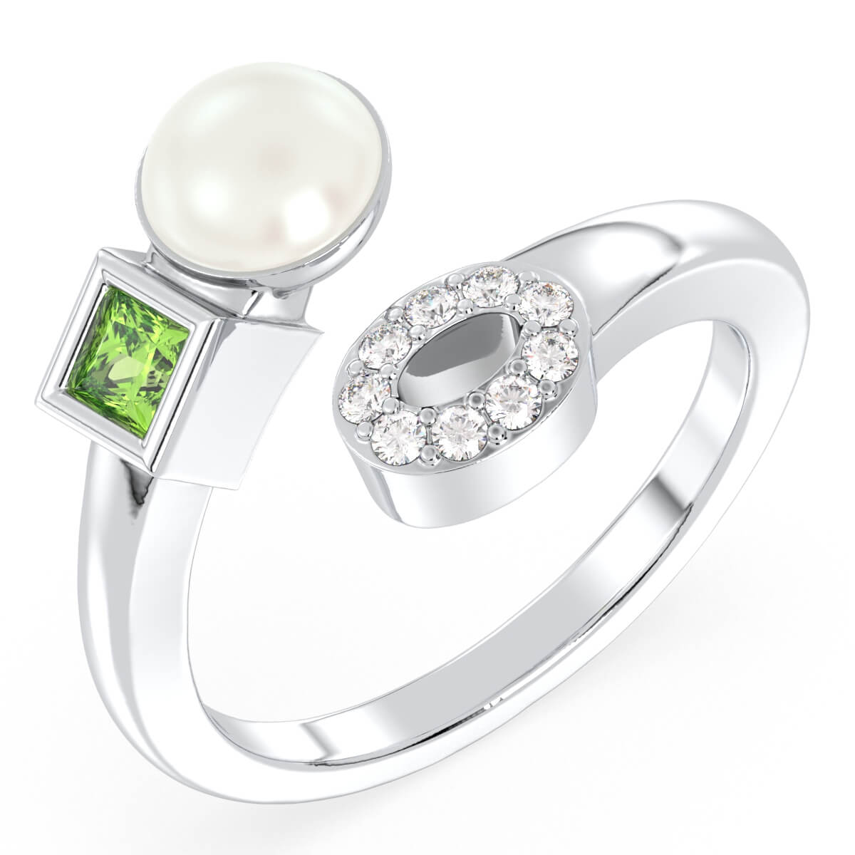 Bypass Princess Peridot Ring-White