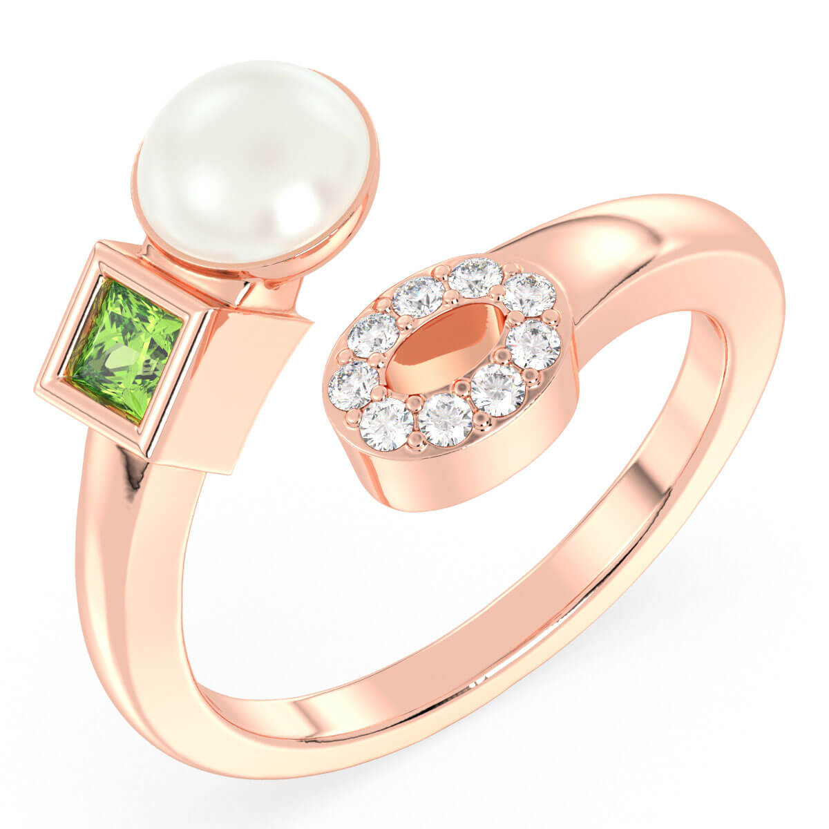 Bypass Princess Peridot Ring-Rose