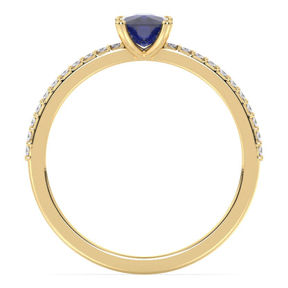 Classic Cushion Iolite Ring-Yellow