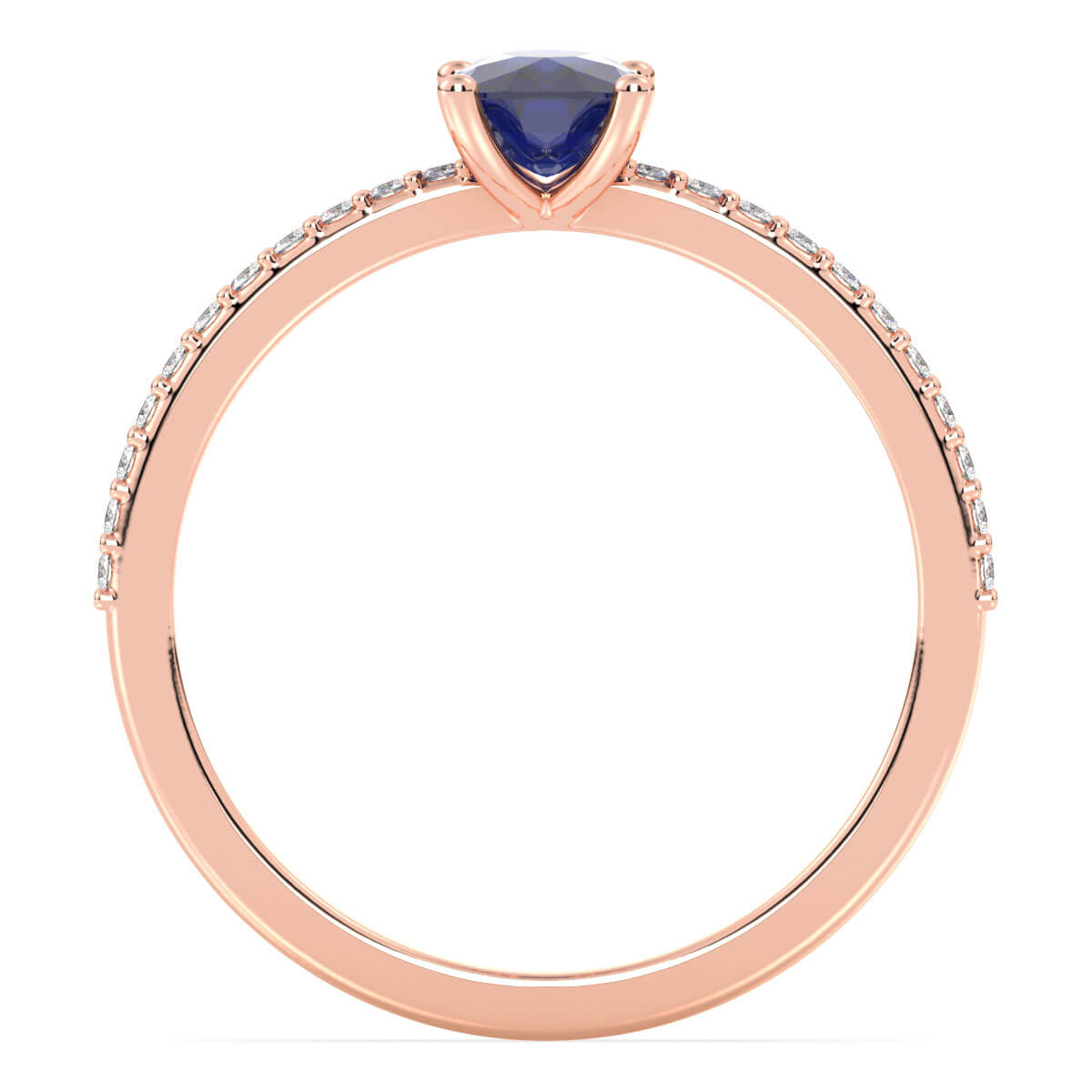 Classic Cushion Iolite Ring-Rose