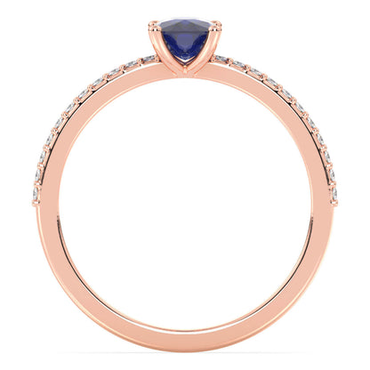 Classic Cushion Iolite Ring-Rose