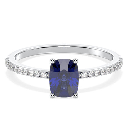 Classic Cushion Iolite Ring-White