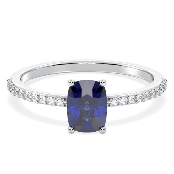 Classic Cushion Iolite Ring-White