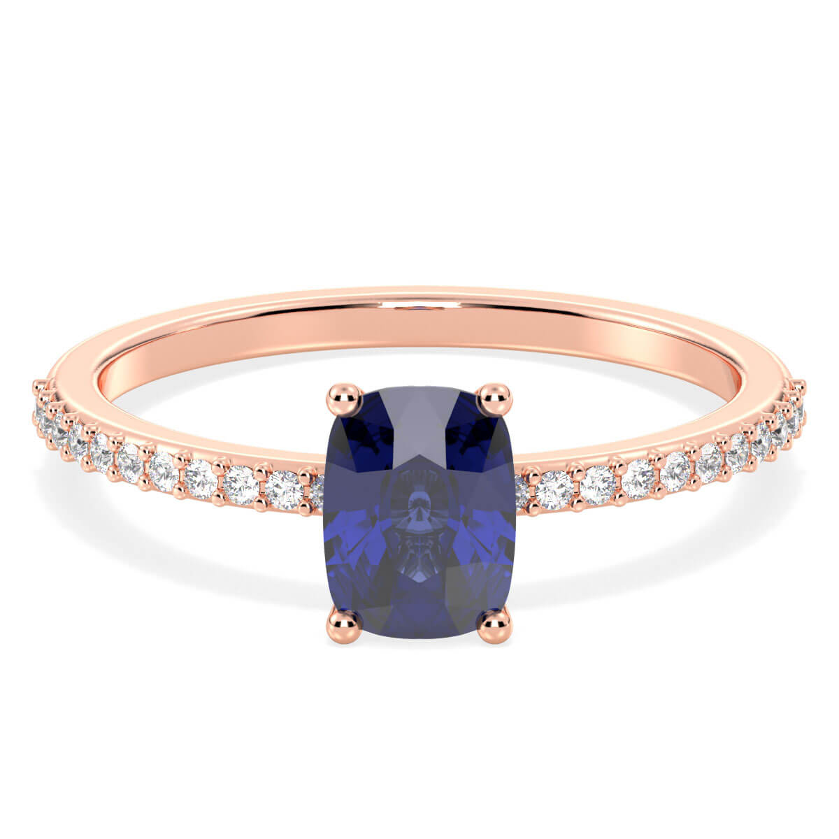 Classic Cushion Iolite Ring-Rose