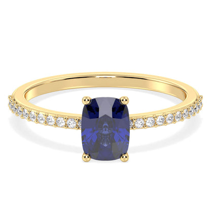 Classic Cushion Iolite Ring-Yellow