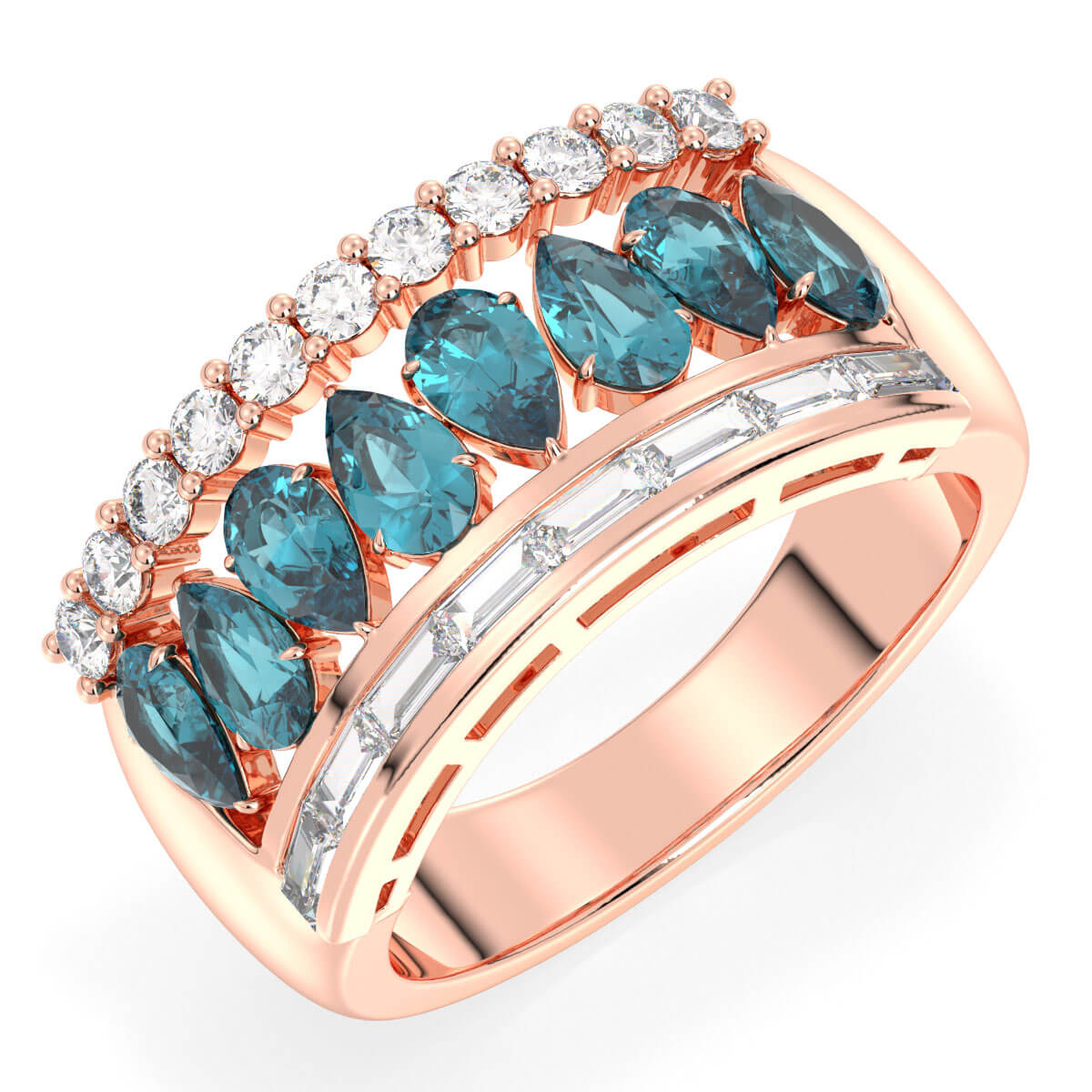 Classic Cocktail Band Ring-Rose